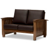 Mission Craftsman Leather Walnut Morris Loveseat